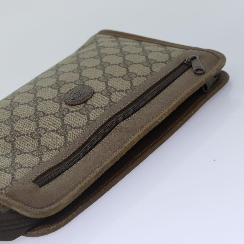 GUCCI GG Supreme Clutch Bag PVC Leather Beige 111 01 037 fm3789