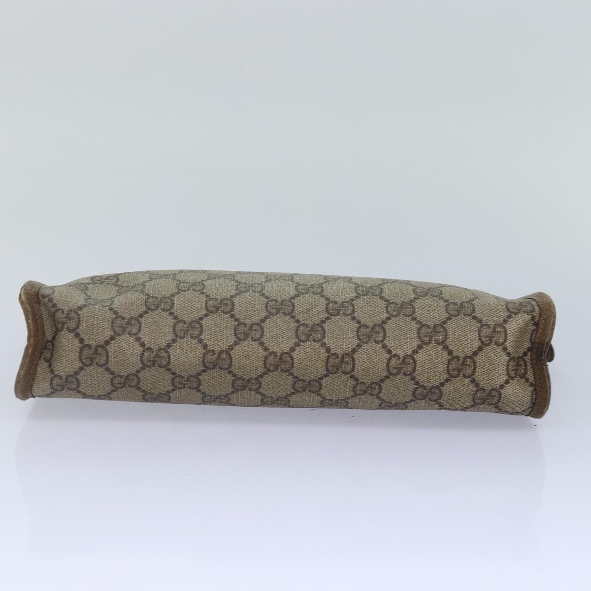 GUCCI GG Supreme Clutch Bag PVC Leather Beige 111 01 037 fm3789