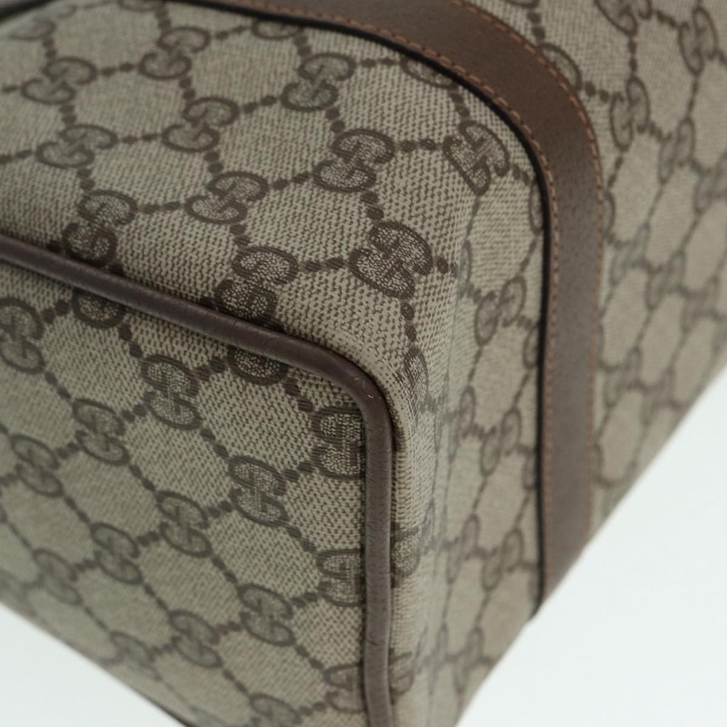 GUCCI GG Supreme Web Sherry Line Boston Bag PVC Beige Gold 39 02 006 fm3791