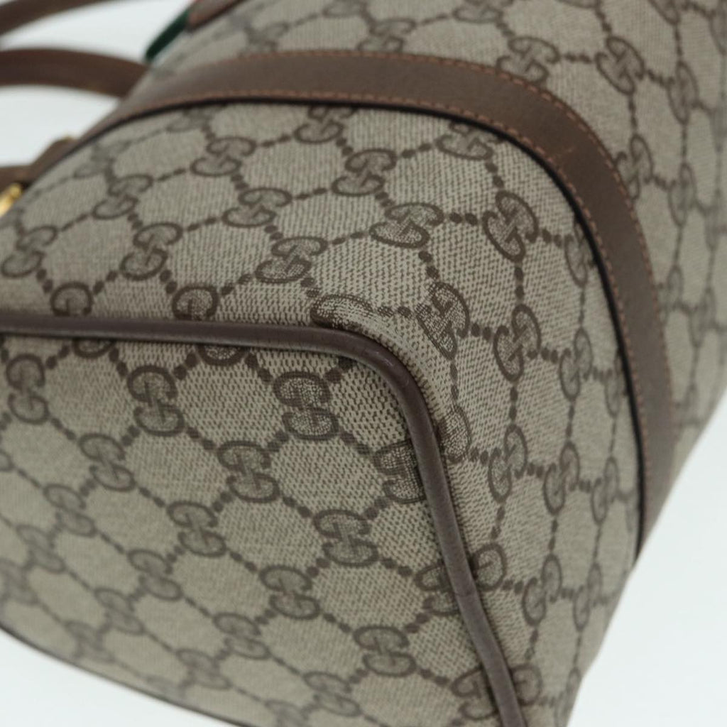 GUCCI GG Supreme Web Sherry Line Boston Bag PVC Beige Gold 39 02 006 fm3791