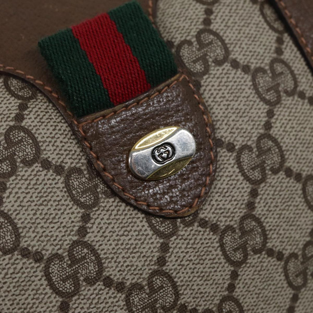 GUCCI GG Supreme Web Sherry Line Boston Bag PVC Beige Gold 39 02 006 fm3791