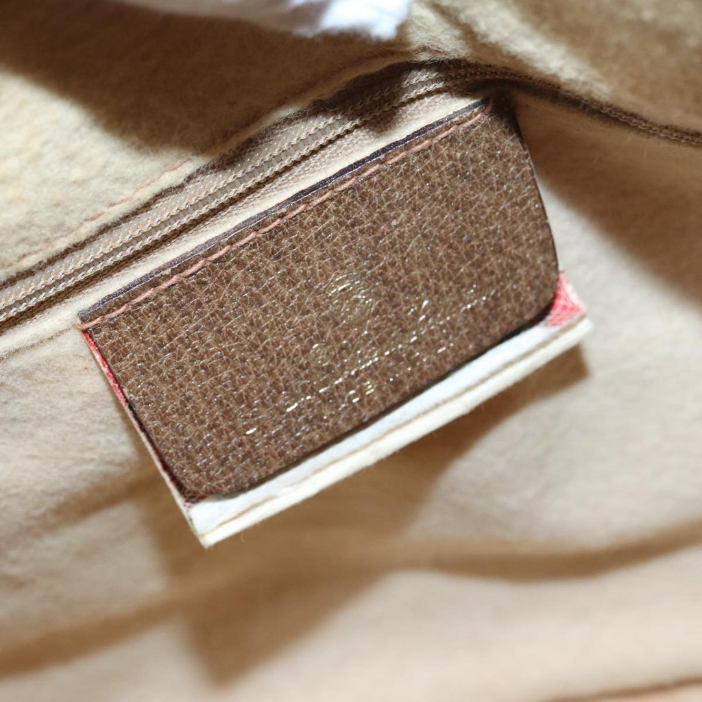 GUCCI GG Supreme Web Sherry Line Boston Bag PVC Beige Gold 39 02 006 fm3791