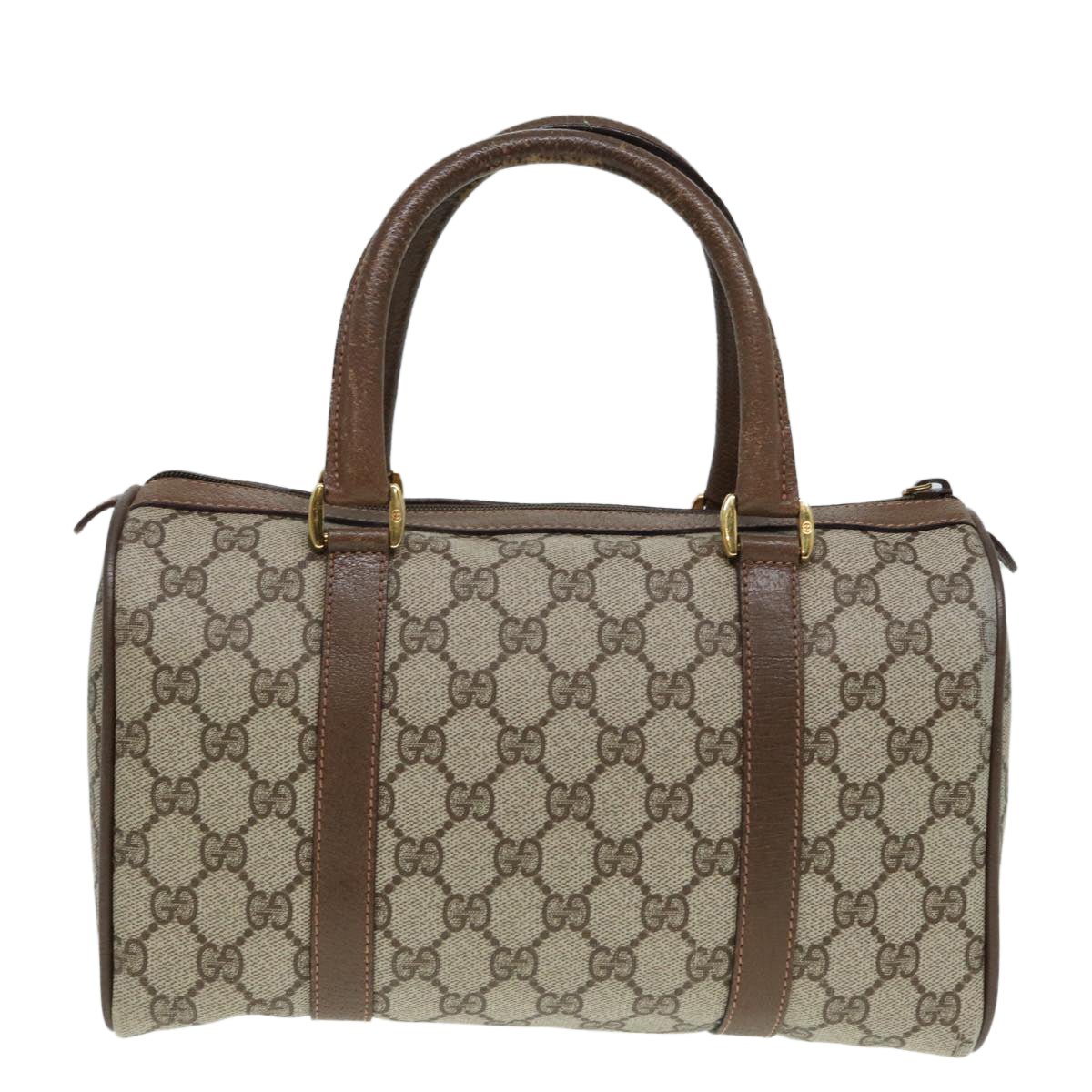 GUCCI GG Supreme Web Sherry Line Boston Bag PVC Beige Gold 39 02 006 fm3791
