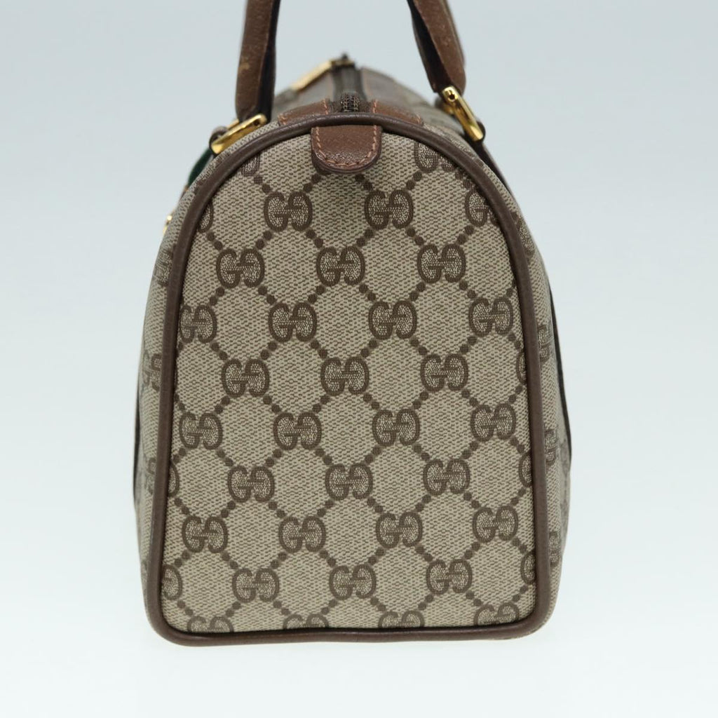 GUCCI GG Supreme Web Sherry Line Boston Bag PVC Beige Gold 39 02 006 fm3791