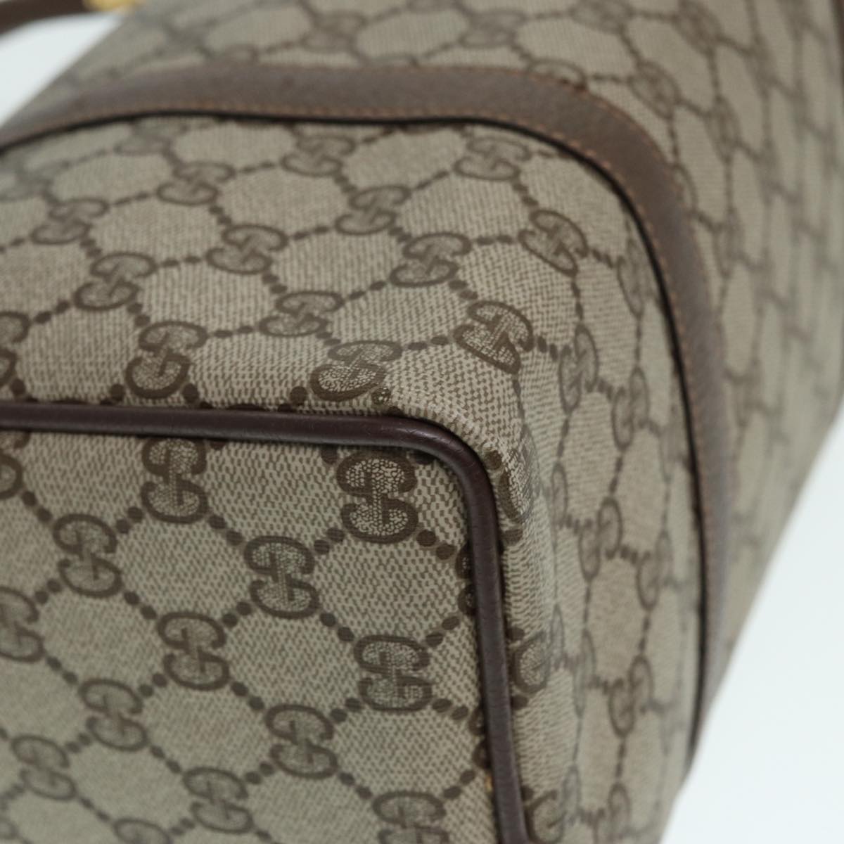 GUCCI GG Supreme Web Sherry Line Boston Bag PVC Beige Gold 40 02 007 fm3792