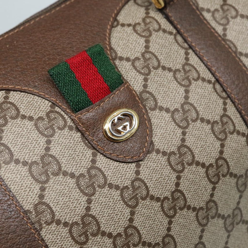 GUCCI GG Supreme Web Sherry Line Boston Bag PVC Beige Gold 40 02 007 fm3792
