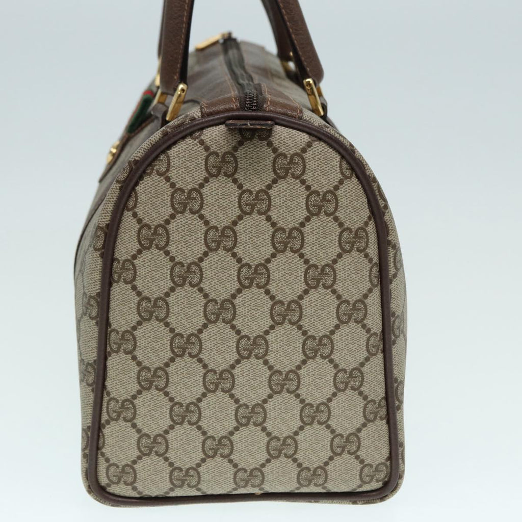 GUCCI GG Supreme Web Sherry Line Boston Bag PVC Beige Gold 40 02 007 fm3792