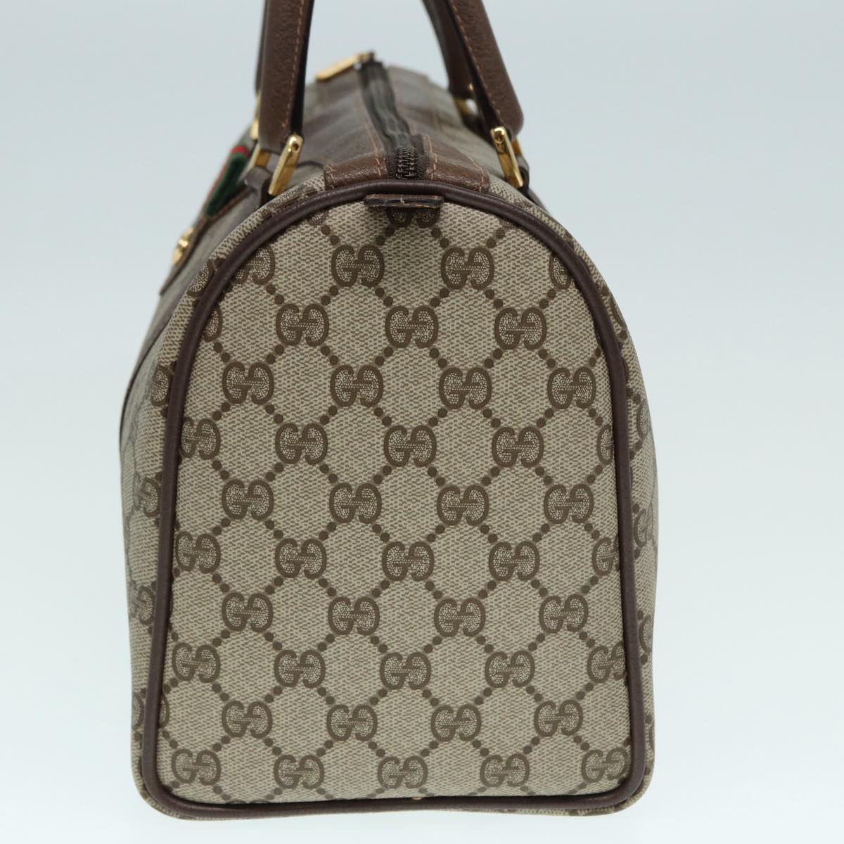 GUCCI GG Supreme Web Sherry Line Boston Bag PVC Beige Gold 40 02 007 fm3792