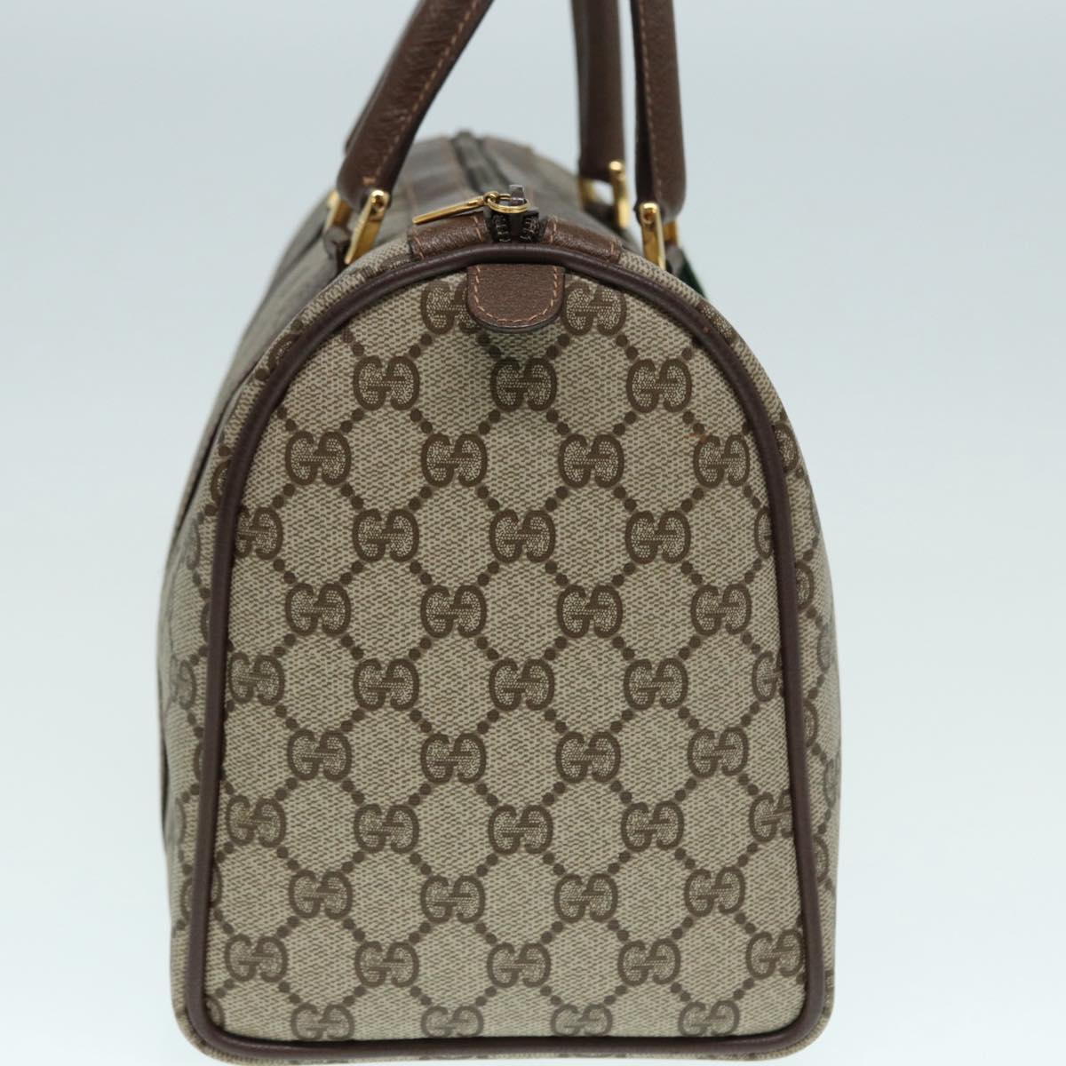 GUCCI GG Supreme Web Sherry Line Boston Bag PVC Beige Gold 40 02 007 fm3792