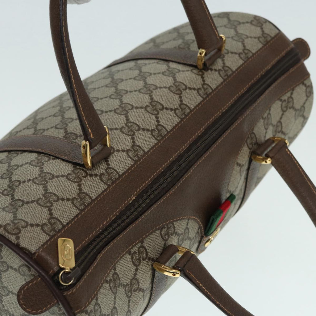 GUCCI GG Supreme Web Sherry Line Boston Bag PVC Beige Gold 40 02 007 fm3792