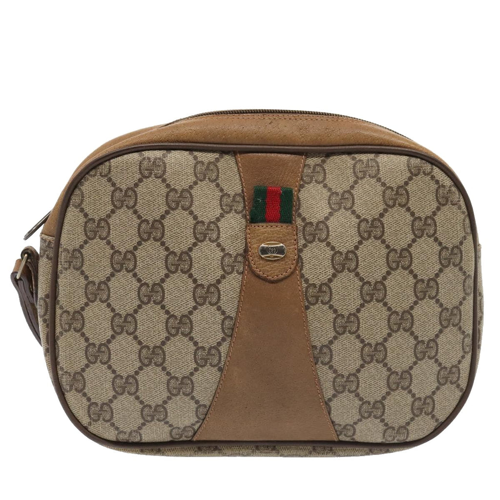 GUCCI GG Supreme Web Sherry Line Clutch Bag PVC Beige Red 89 01 034 fm3793
