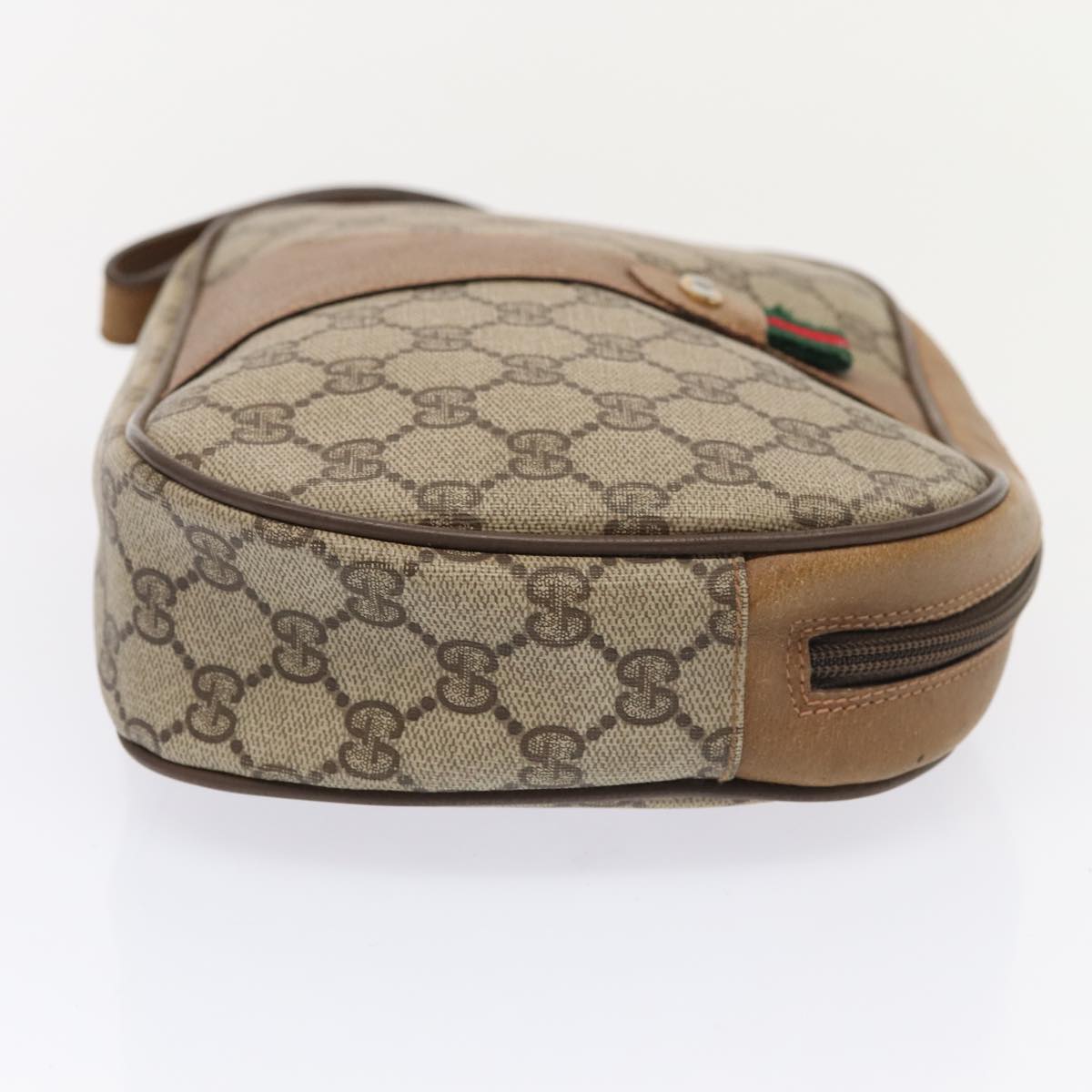 GUCCI GG Supreme Web Sherry Line Clutch Bag PVC Beige Red 89 01 034 fm3793