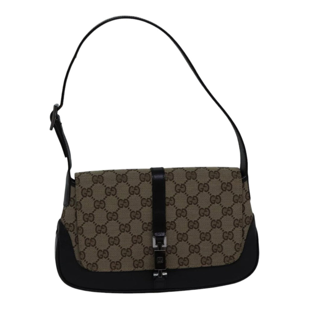 GUCCI Jackie GG Canvas Shoulder Bag Beige Silver 001 3824 fm3794