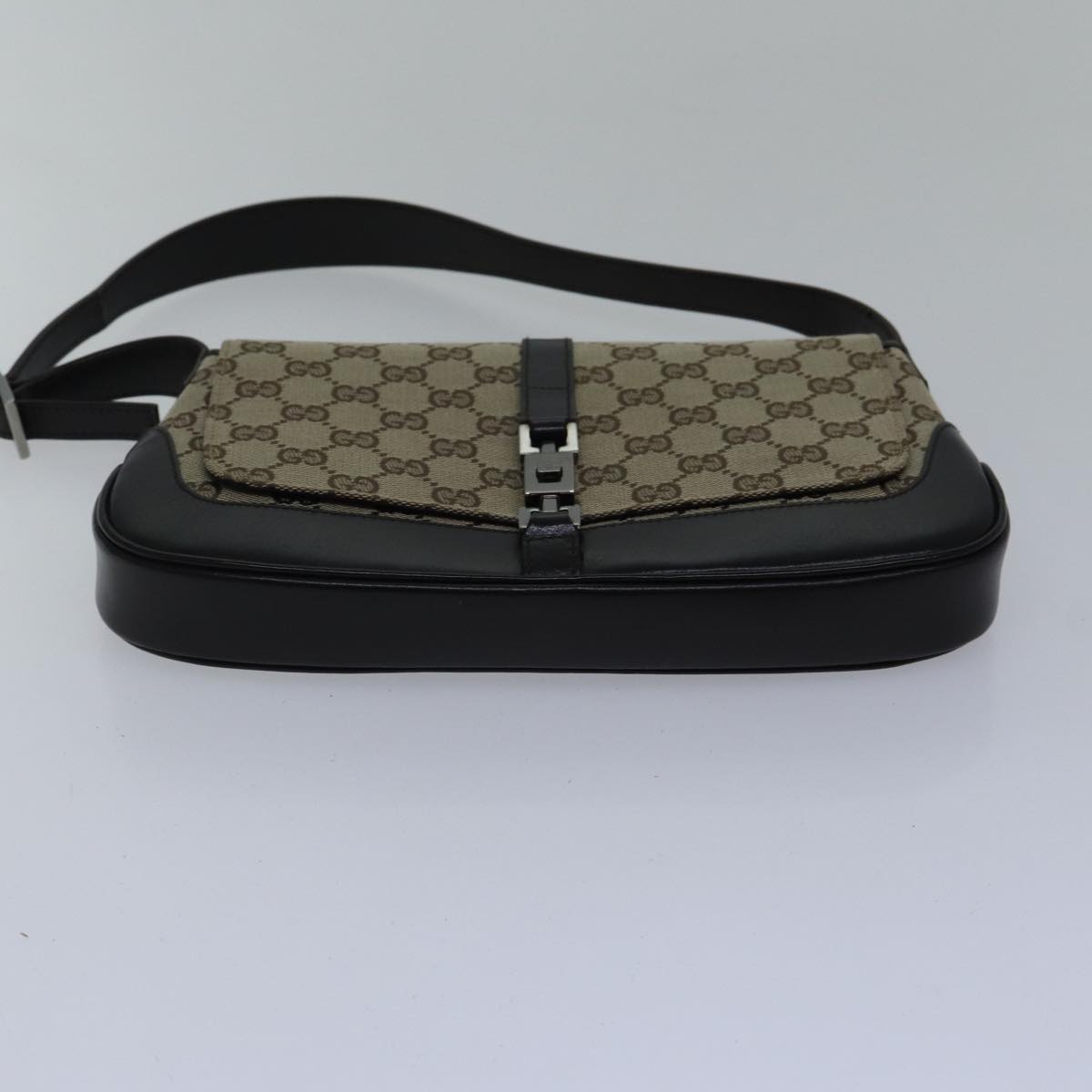 GUCCI Jackie GG Canvas Shoulder Bag Beige Silver 001 3824 fm3794