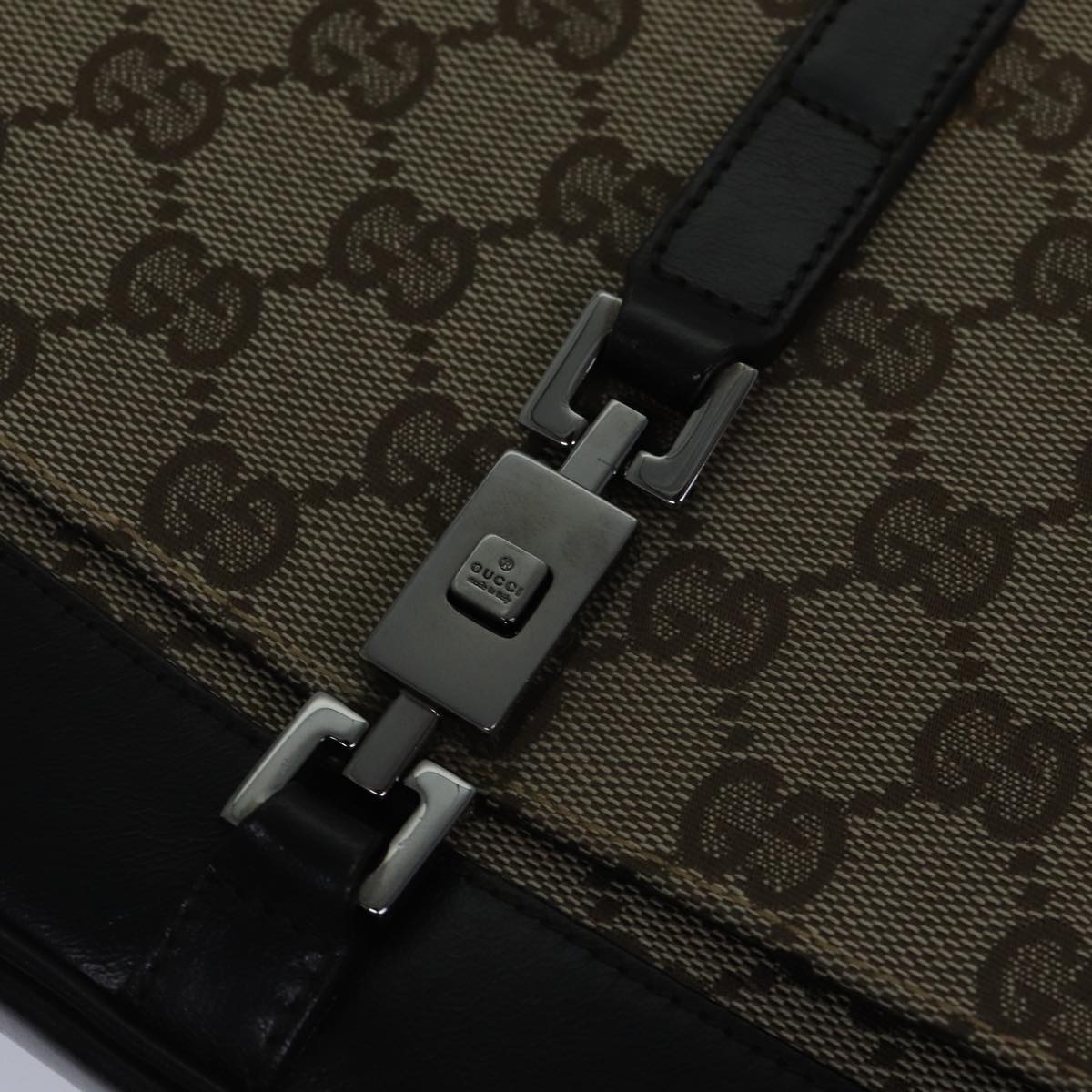GUCCI Jackie GG Canvas Shoulder Bag Beige Silver 001 3824 fm3794