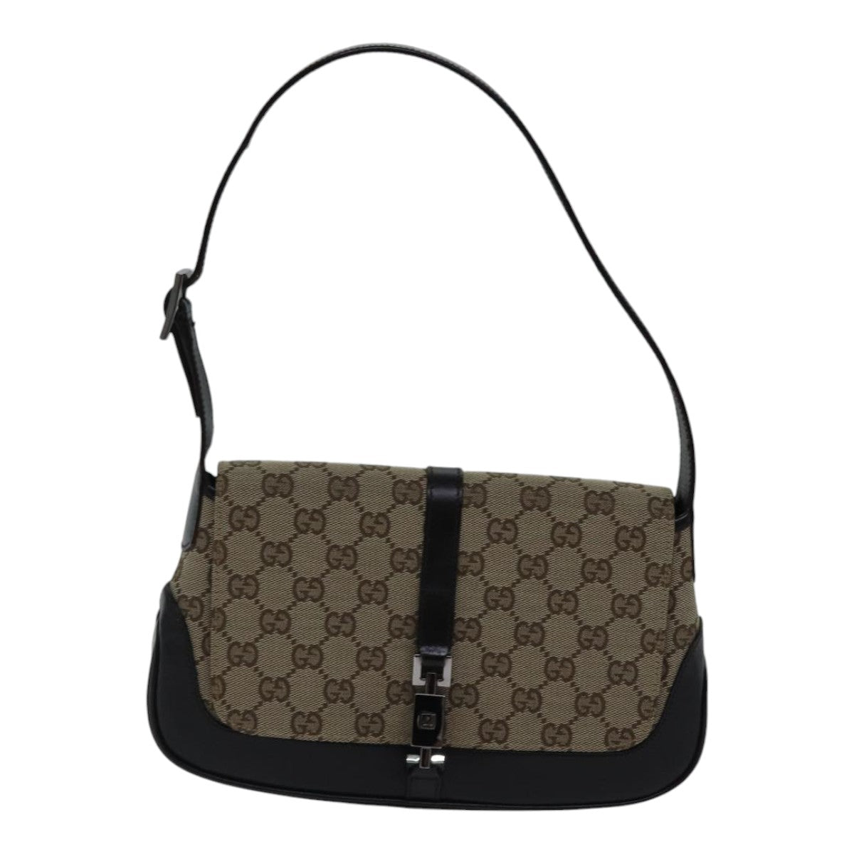 GUCCI Jackie GG Canvas Shoulder Bag Beige Silver 001 3824 fm3794