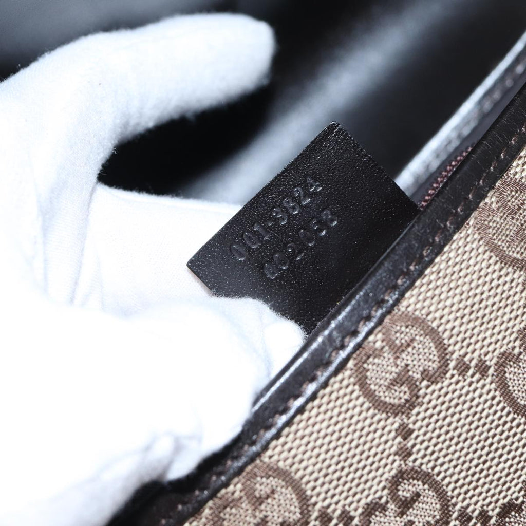 GUCCI Jackie GG Canvas Shoulder Bag Beige Silver 001 3824 fm3794