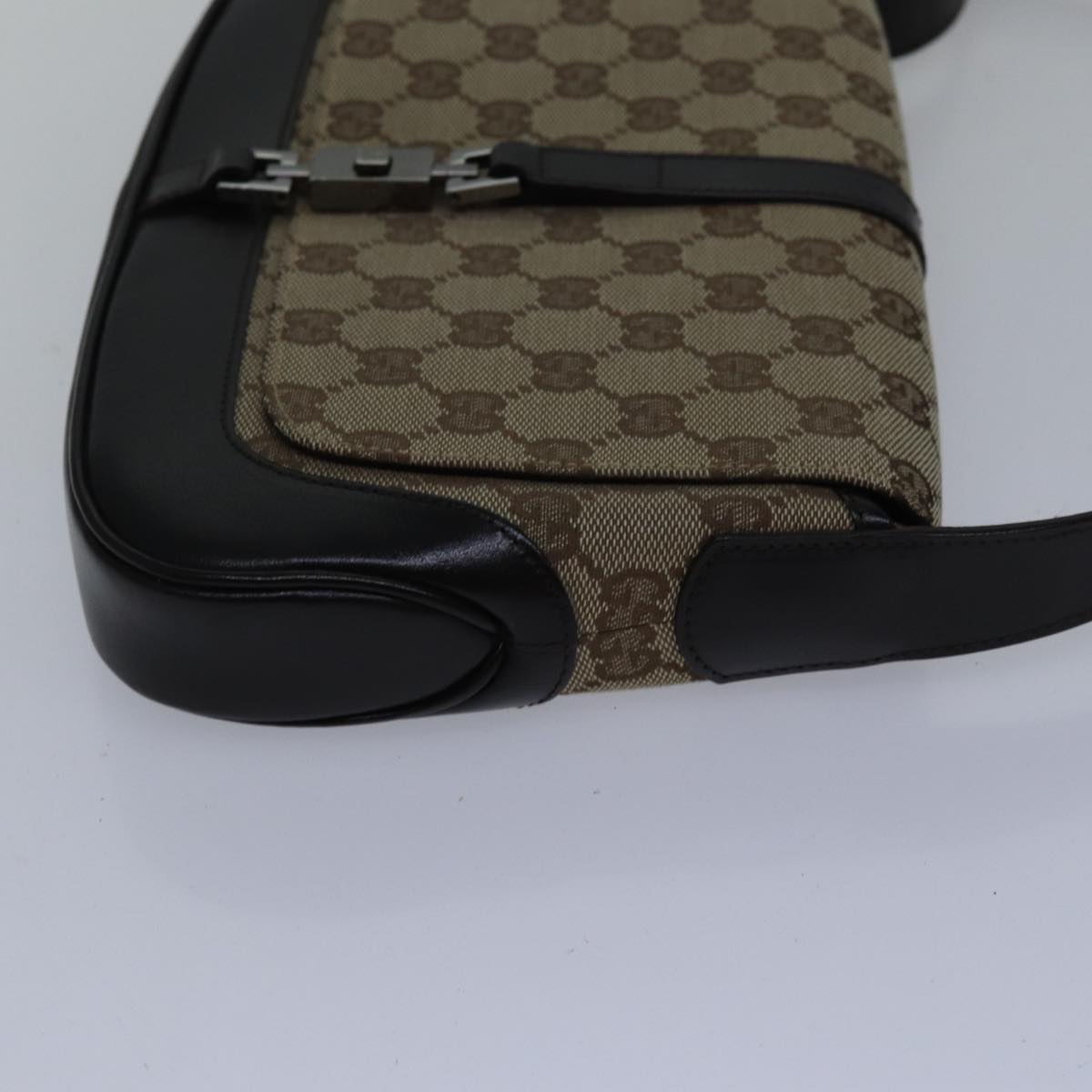 GUCCI Jackie GG Canvas Shoulder Bag Beige Silver 001 3824 fm3794