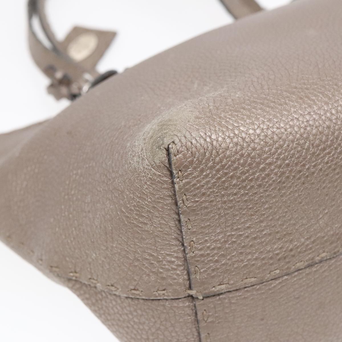 FENDI Celeria Tote Bag Leather Silver Silver Tone fm3806