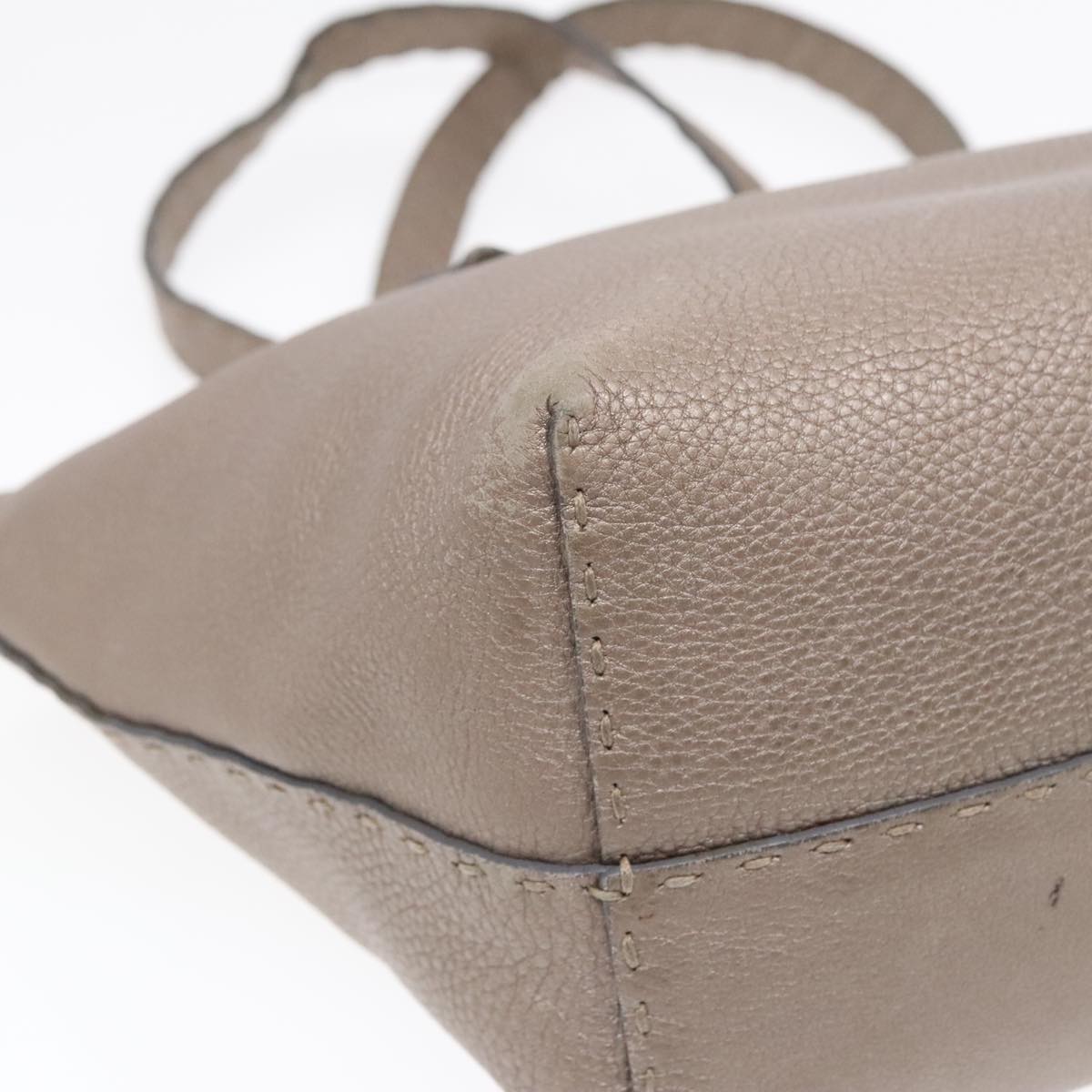FENDI Celeria Tote Bag Leather Silver Silver Tone fm3806