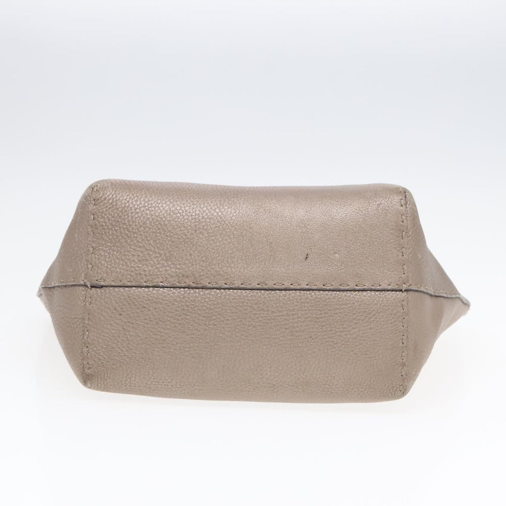 FENDI Celeria Tote Bag Leather Silver Silver Tone fm3806
