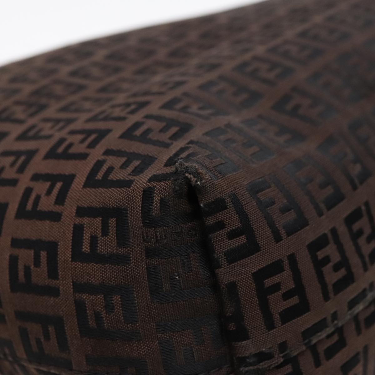FENDI Zucchino Canvas Tote Bag Brown Black Silver fm3814