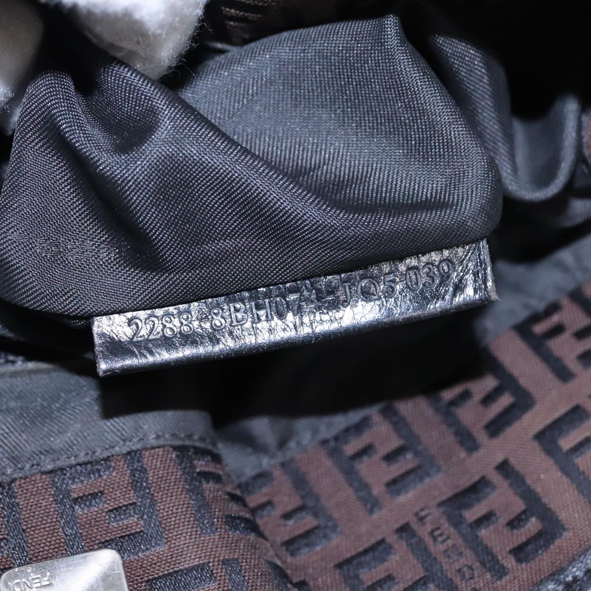 FENDI Zucchino Canvas Tote Bag Brown Black Silver fm3814