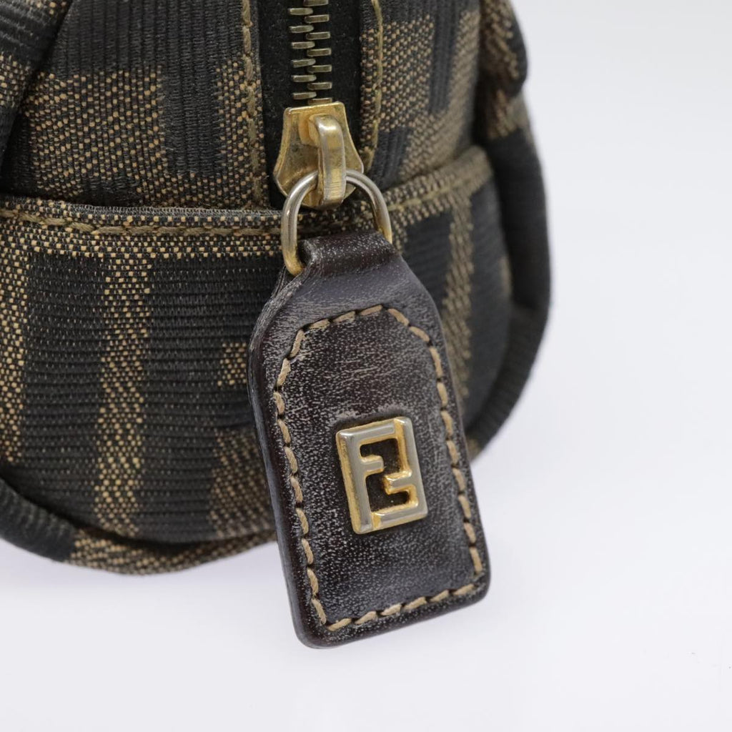 FENDI Zucca Canvas Pouch Black Gold Brown fm3877