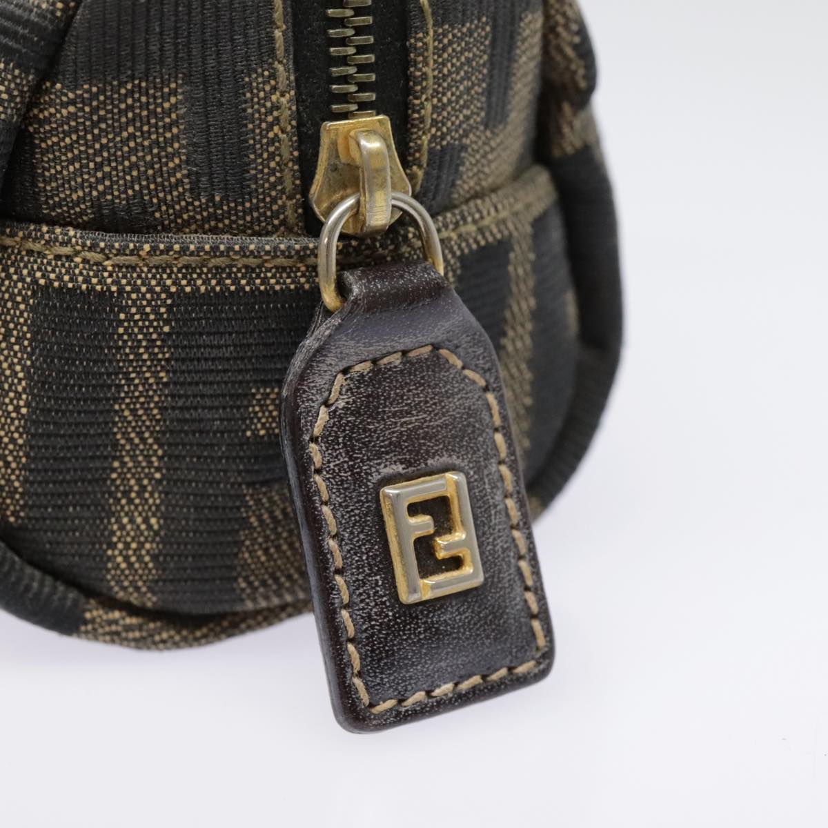 FENDI Zucca Canvas Pouch Black Gold Brown fm3877