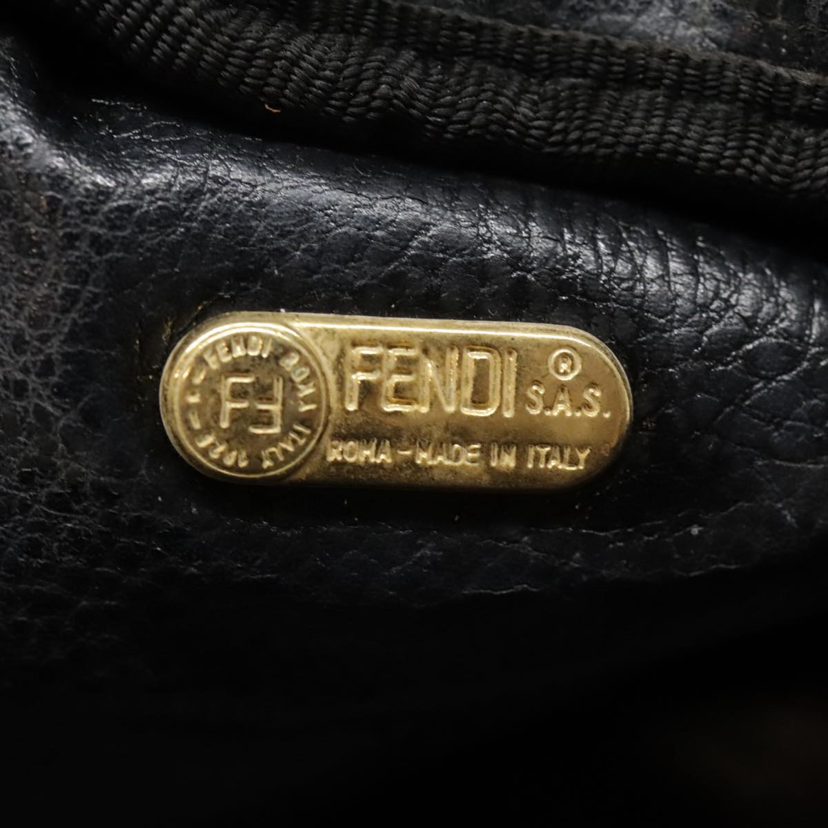 FENDI Zucca Canvas Pouch Black Gold Brown fm3877