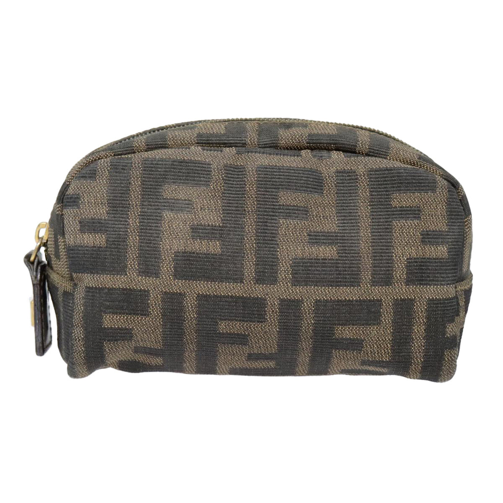 FENDI Zucca Canvas Pouch Black Gold Brown fm3877