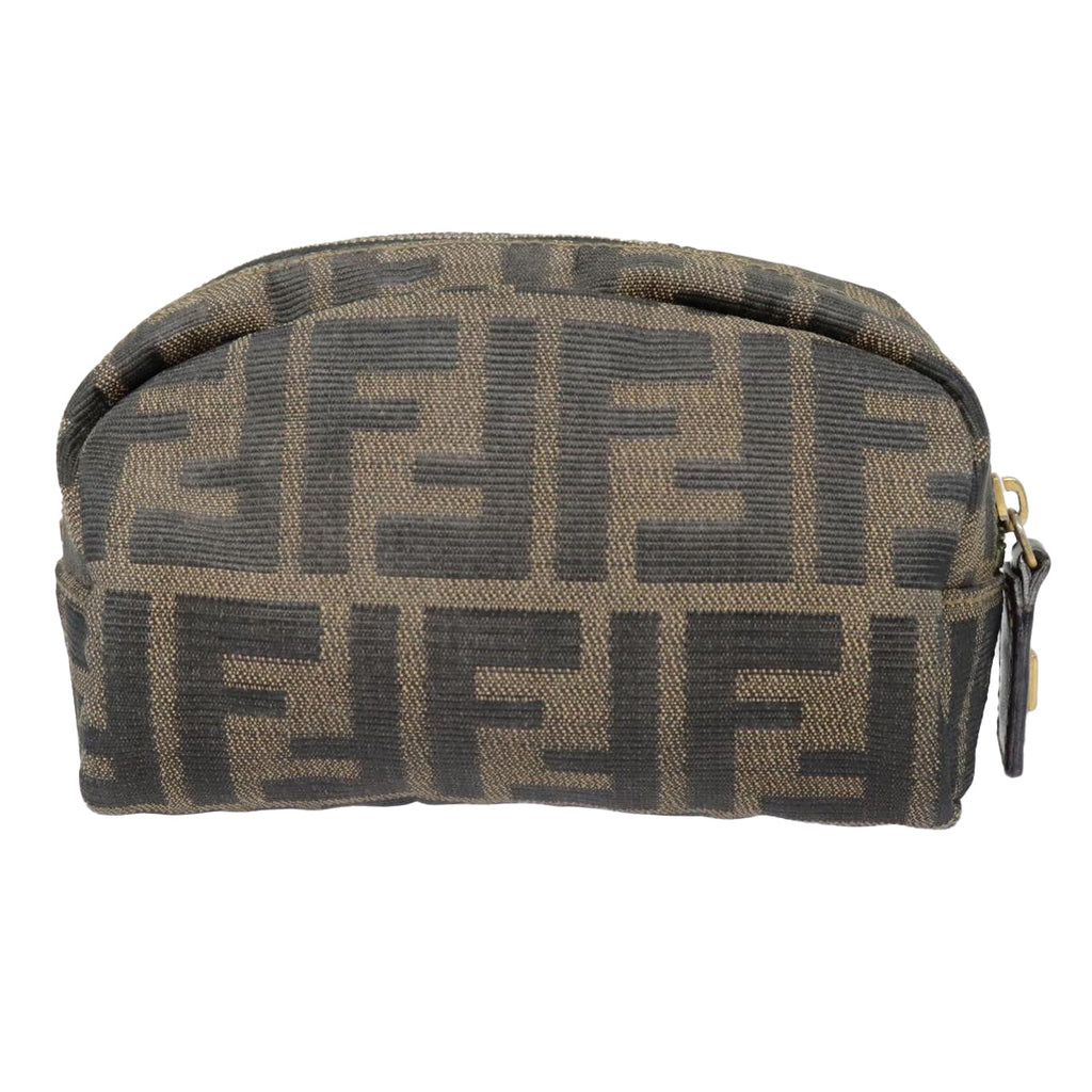 FENDI Zucca Canvas Pouch Black Gold Brown fm3877