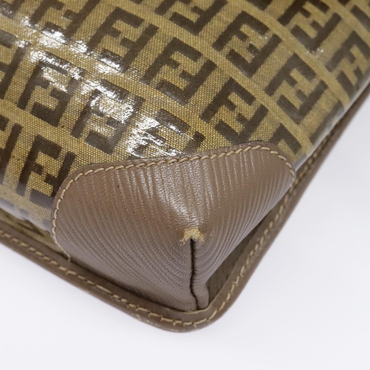 FENDI Zucchino Canvas Shoulder Bag Vintage Beige fm3888