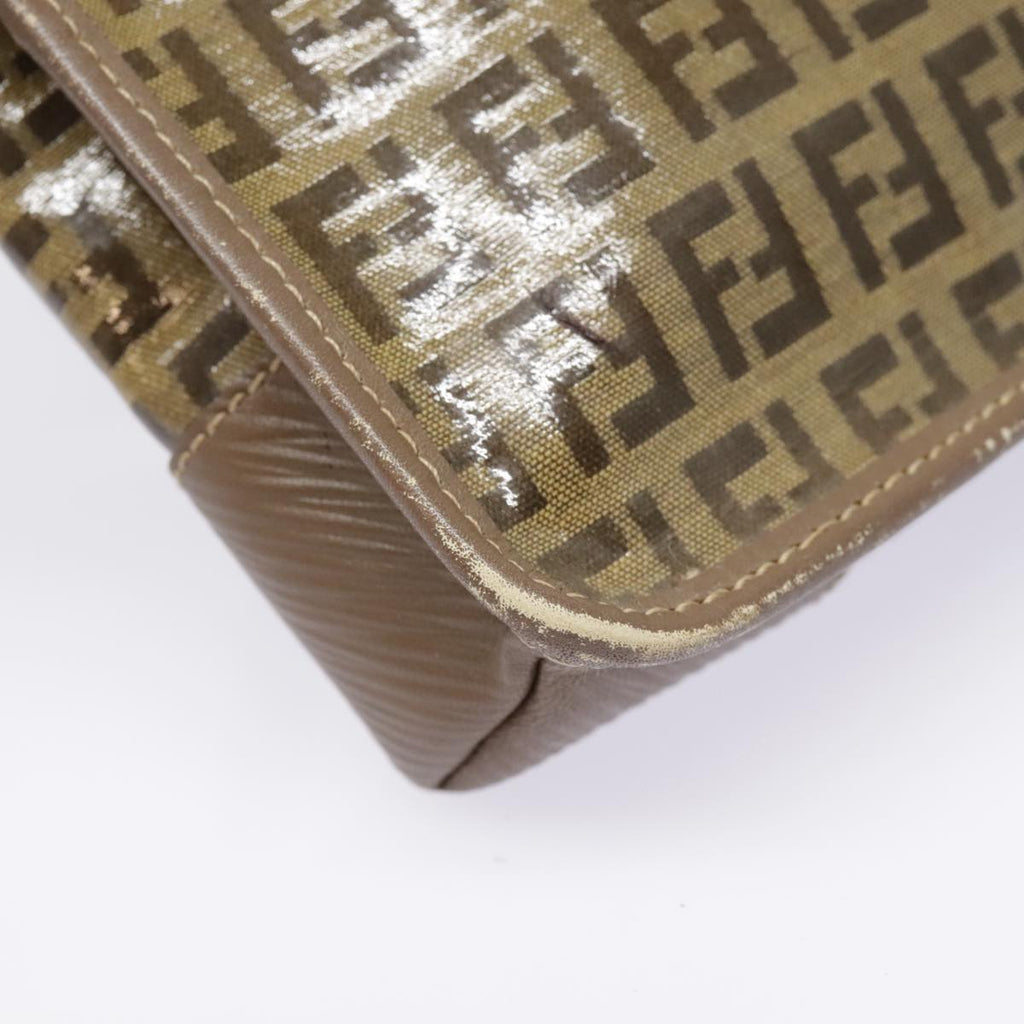 FENDI Zucchino Canvas Shoulder Bag Vintage Beige fm3888