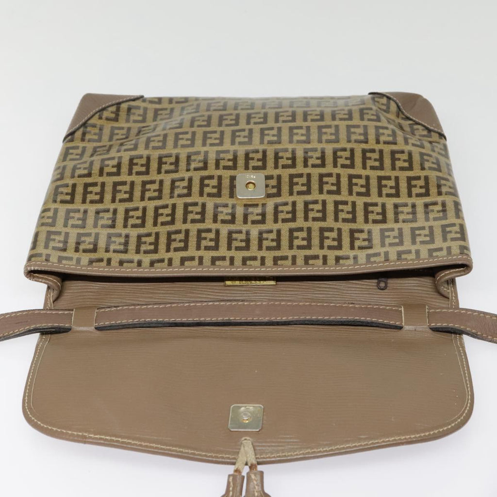 FENDI Zucchino Canvas Shoulder Bag Vintage Beige fm3888