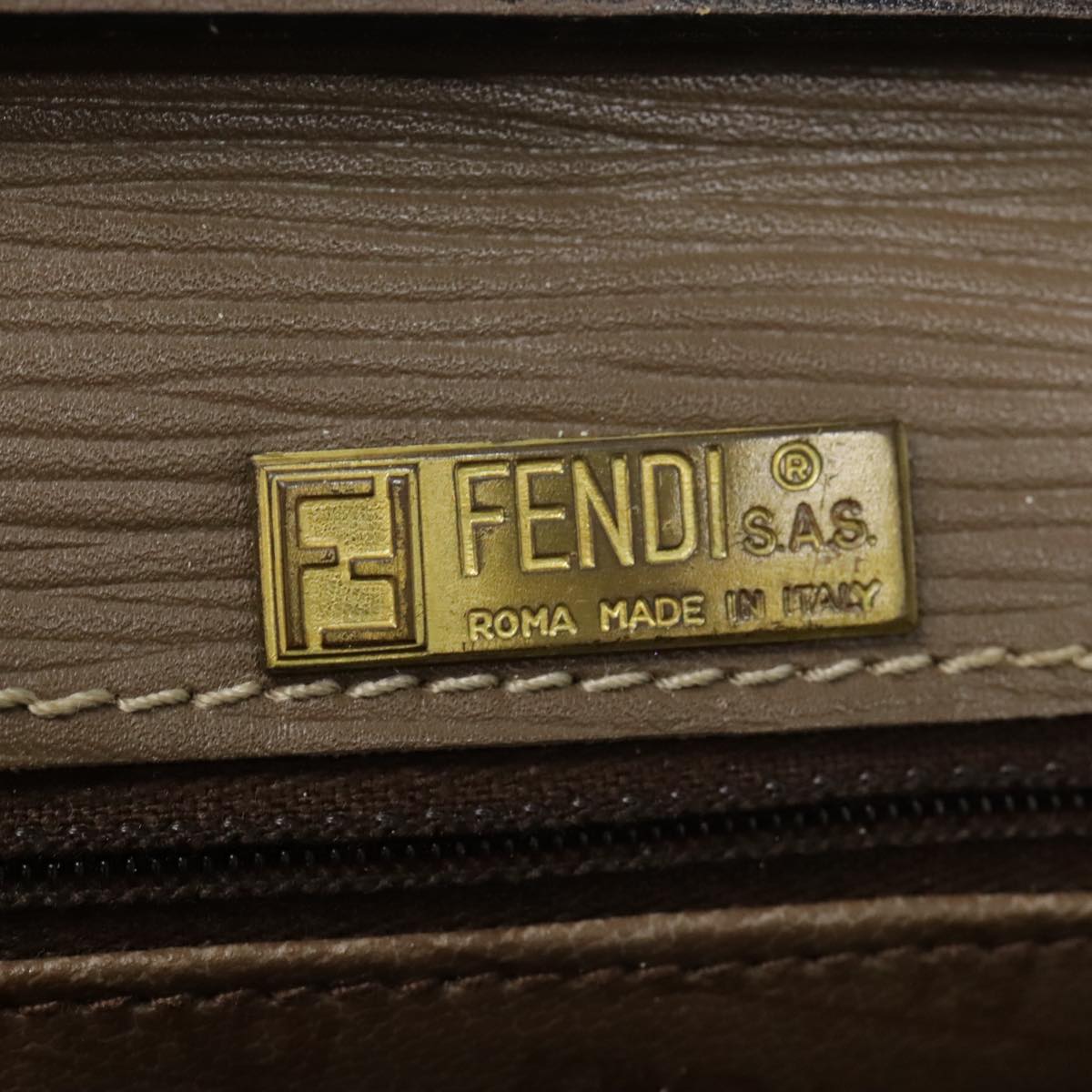 FENDI Zucchino Canvas Shoulder Bag Vintage Beige fm3888