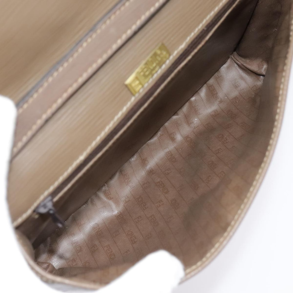 FENDI Zucchino Canvas Shoulder Bag Vintage Beige fm3888