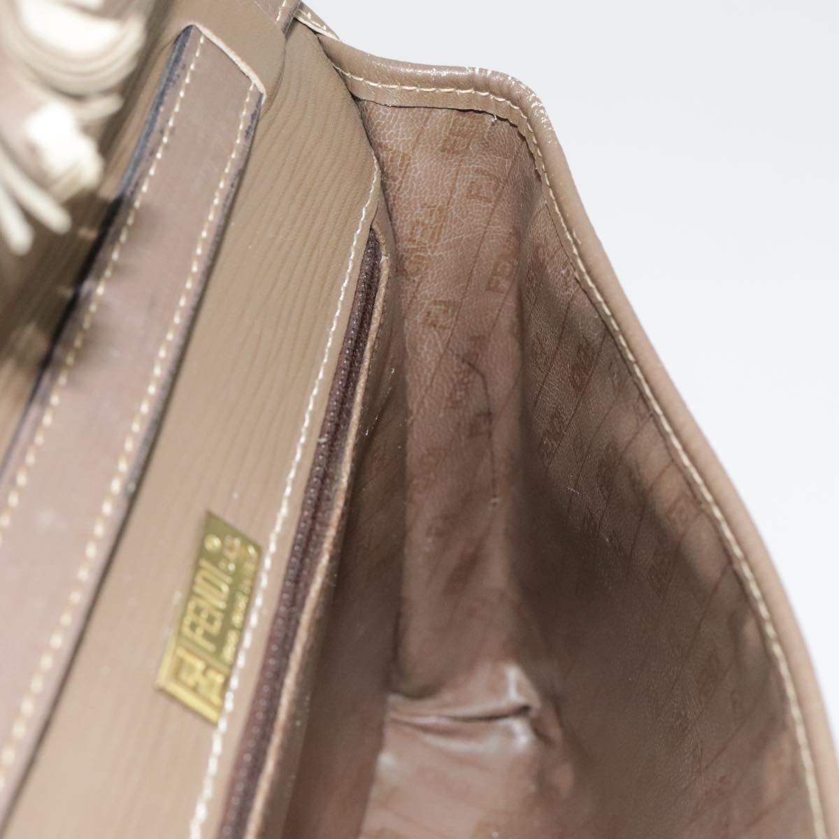 FENDI Zucchino Canvas Shoulder Bag Vintage Beige fm3888