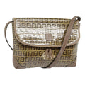 FENDI Zucchino Canvas Shoulder Bag Vintage Beige fm3888