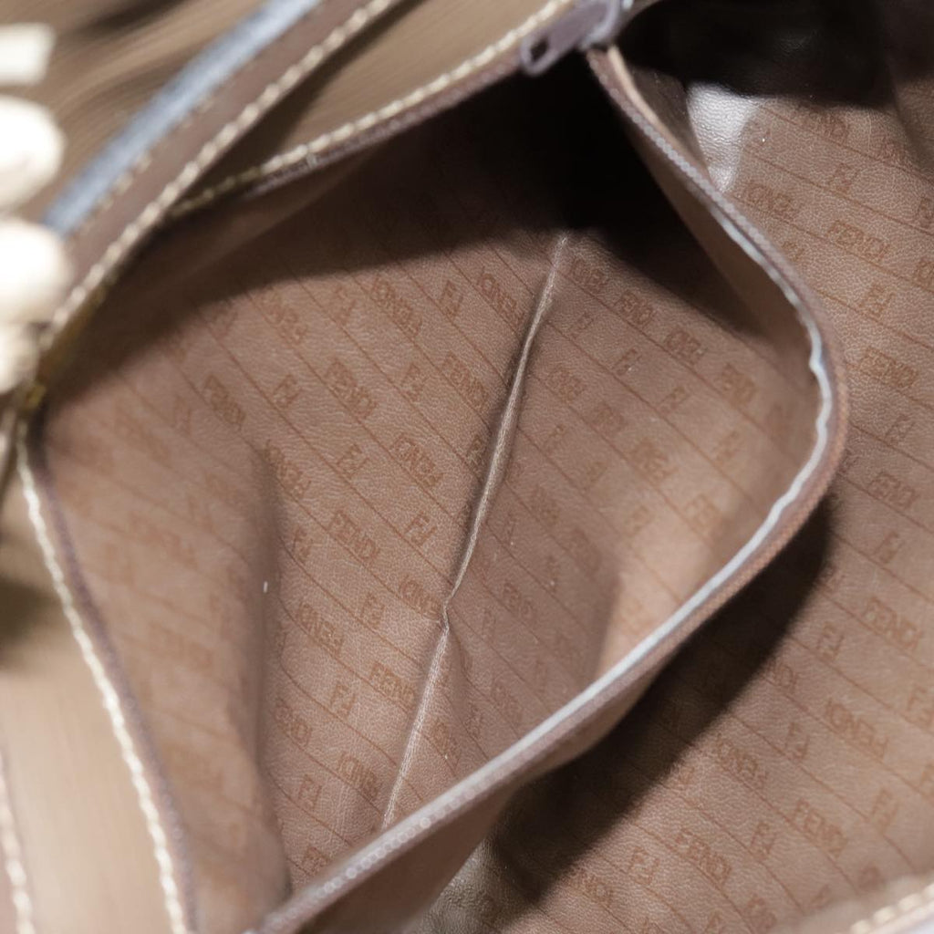 FENDI Zucchino Canvas Shoulder Bag Vintage Beige fm3888