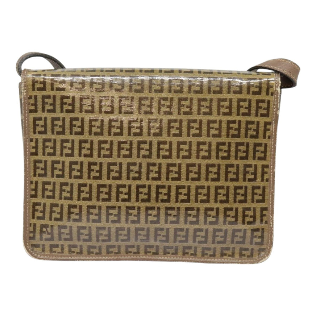 FENDI Zucchino Canvas Shoulder Bag Vintage Beige fm3888