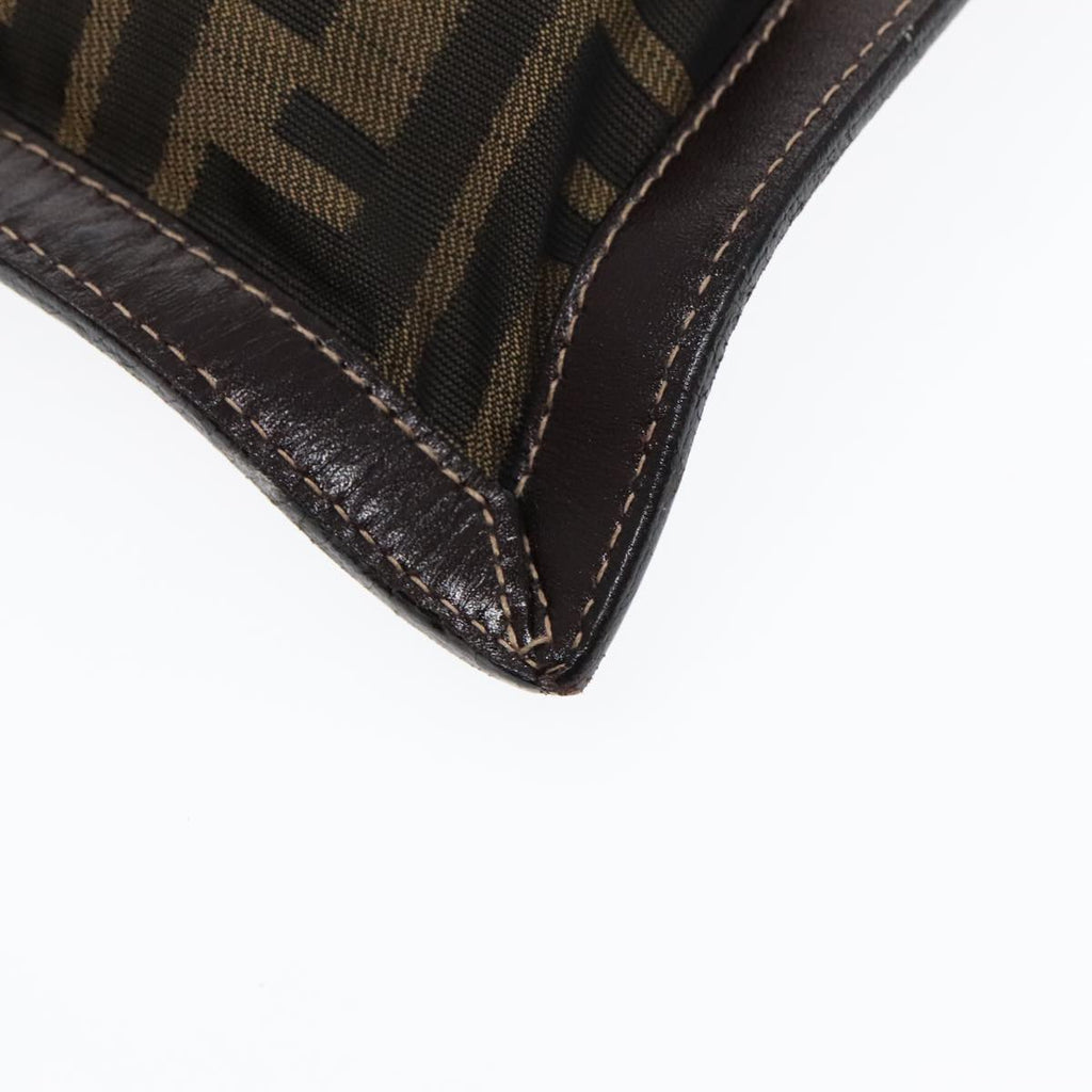 FENDI Zucca Canvas Clutch Bag Brown Black gold fm3891