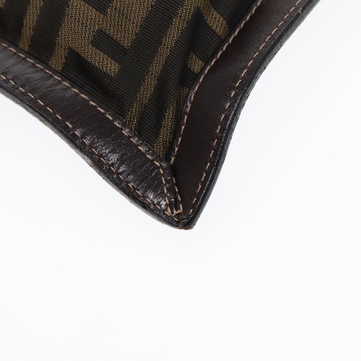 FENDI Zucca Canvas Clutch Bag Brown Black gold fm3891