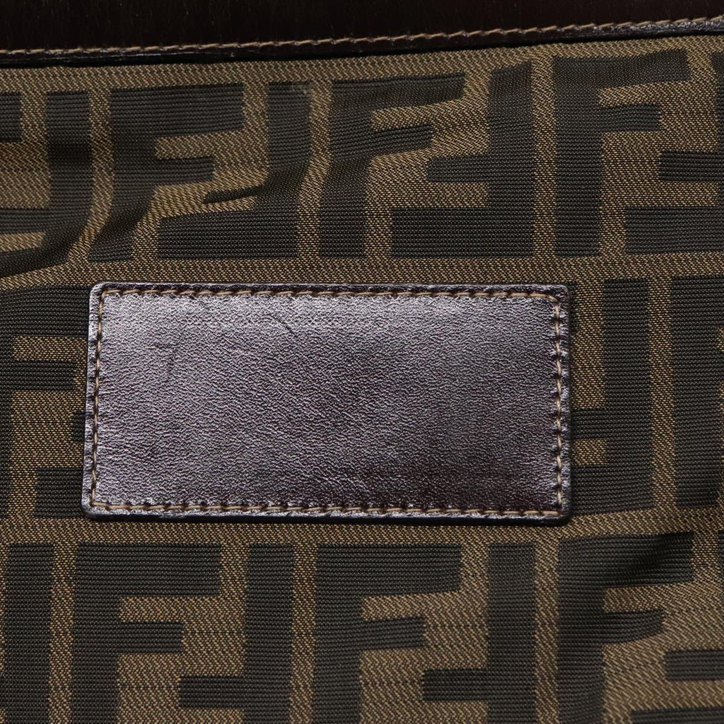 FENDI Zucca Canvas Clutch Bag Brown Black gold fm3891