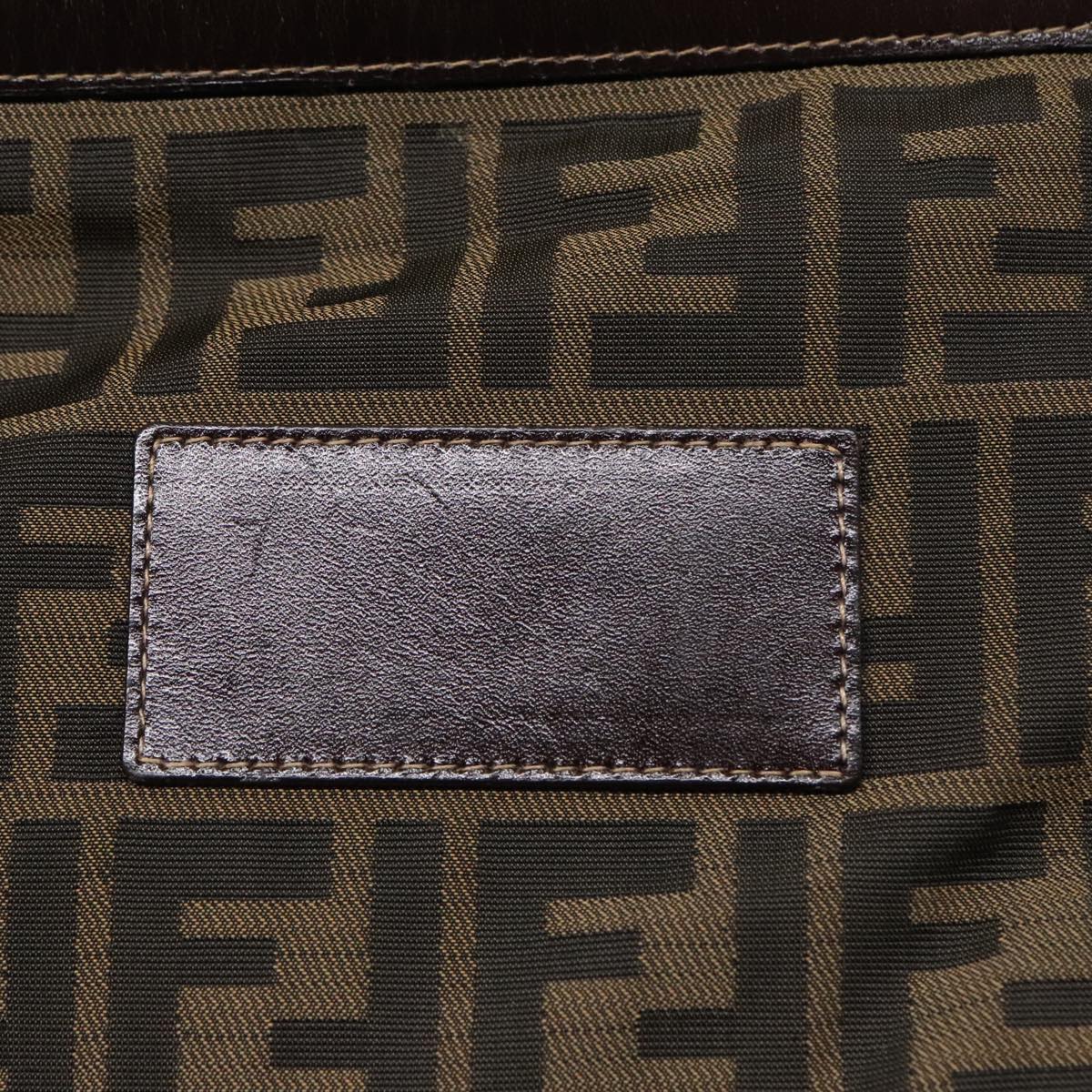 FENDI Zucca Canvas Clutch Bag Brown Black gold fm3891