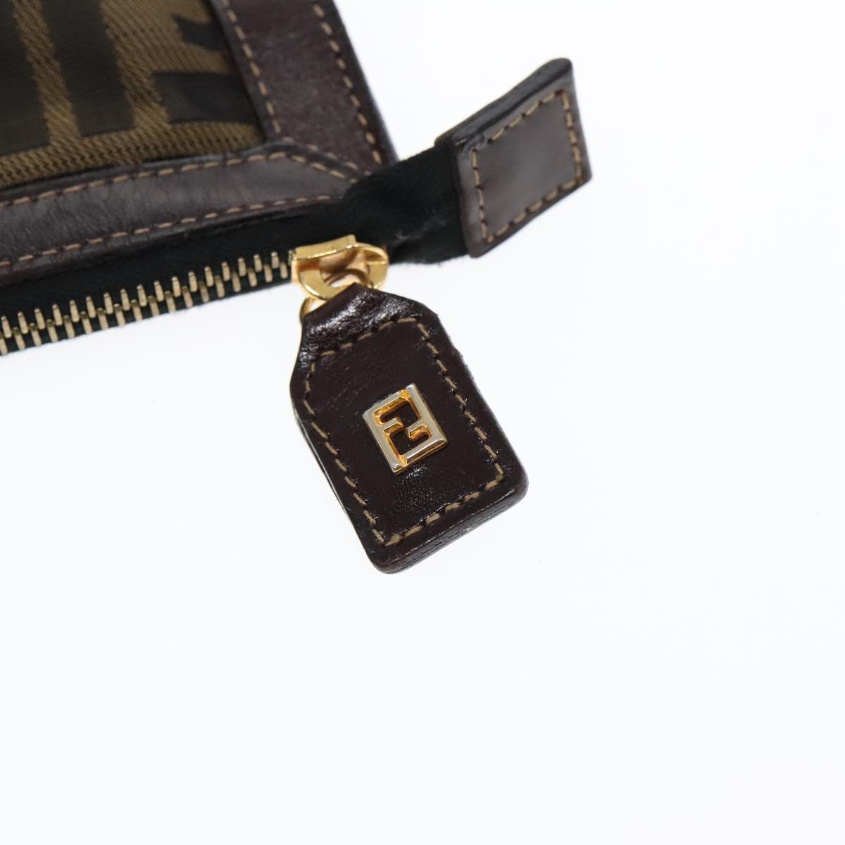 FENDI Zucca Canvas Clutch Bag Brown Black gold fm3891