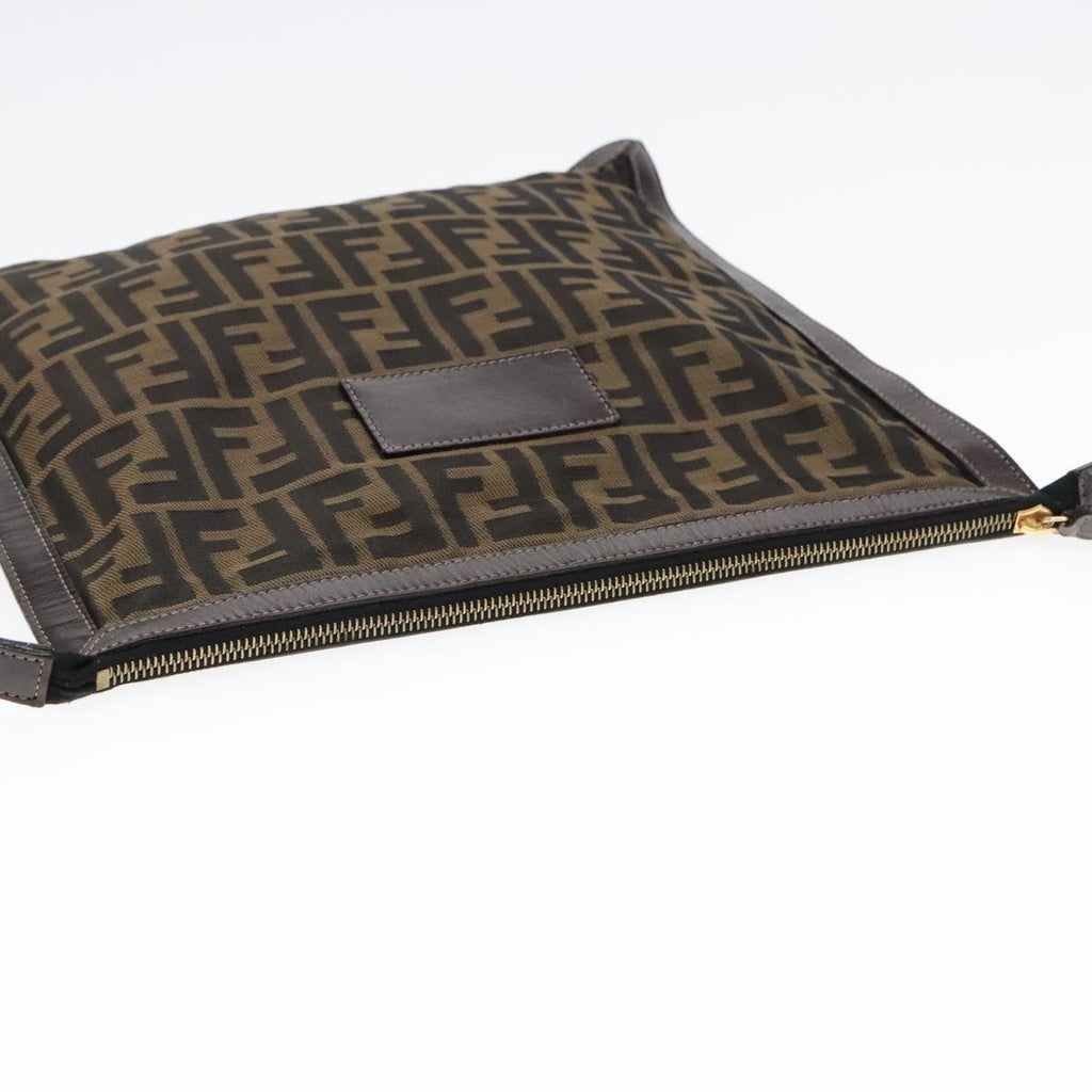 FENDI Zucca Canvas Clutch Bag Brown Black gold fm3891