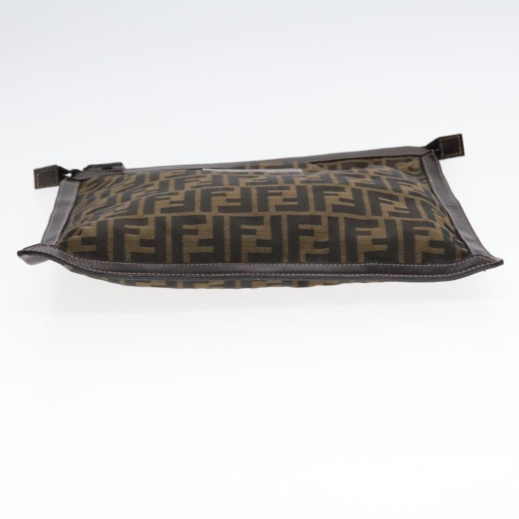 FENDI Zucca Canvas Clutch Bag Brown Black gold fm3891