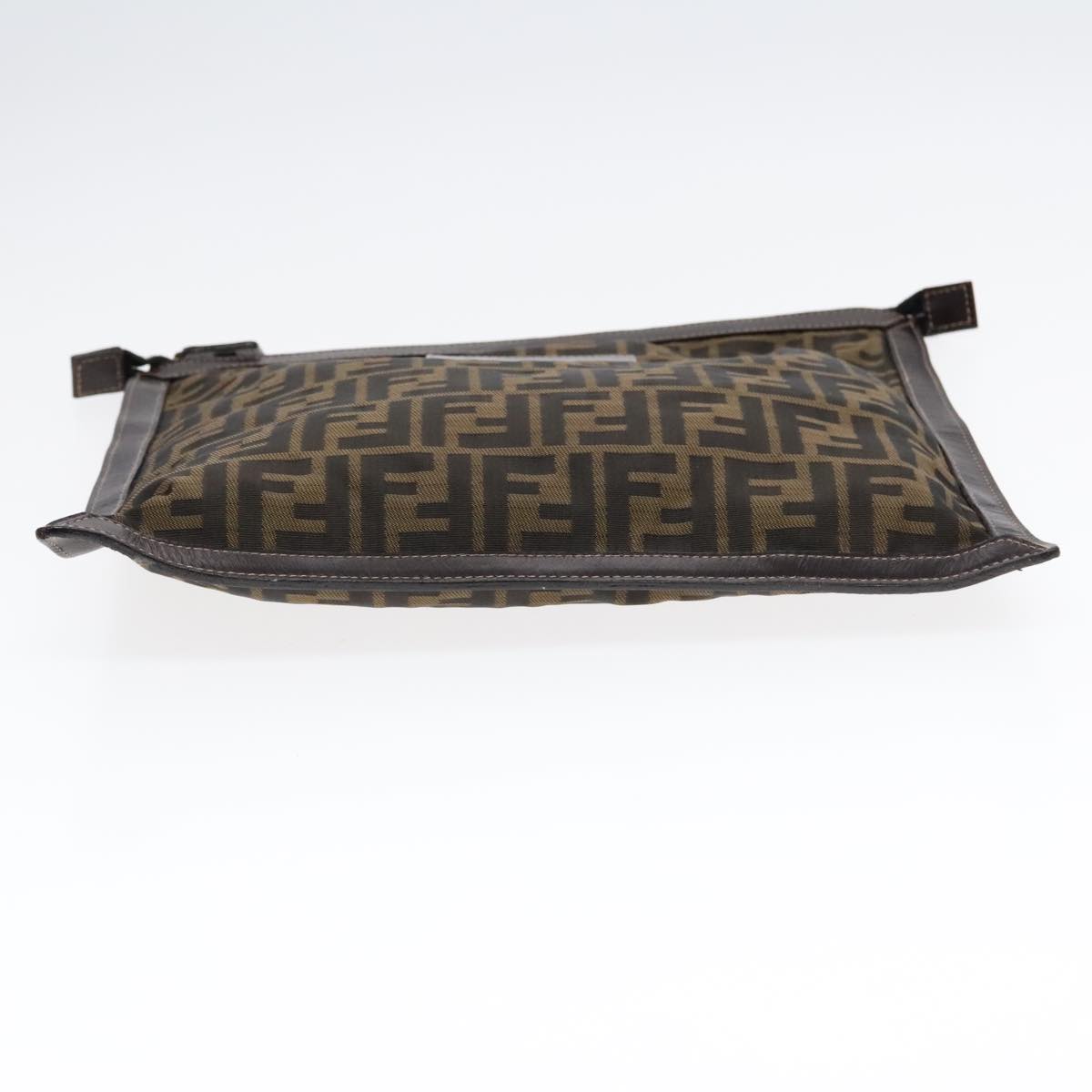 FENDI Zucca Canvas Clutch Bag Brown Black gold fm3891