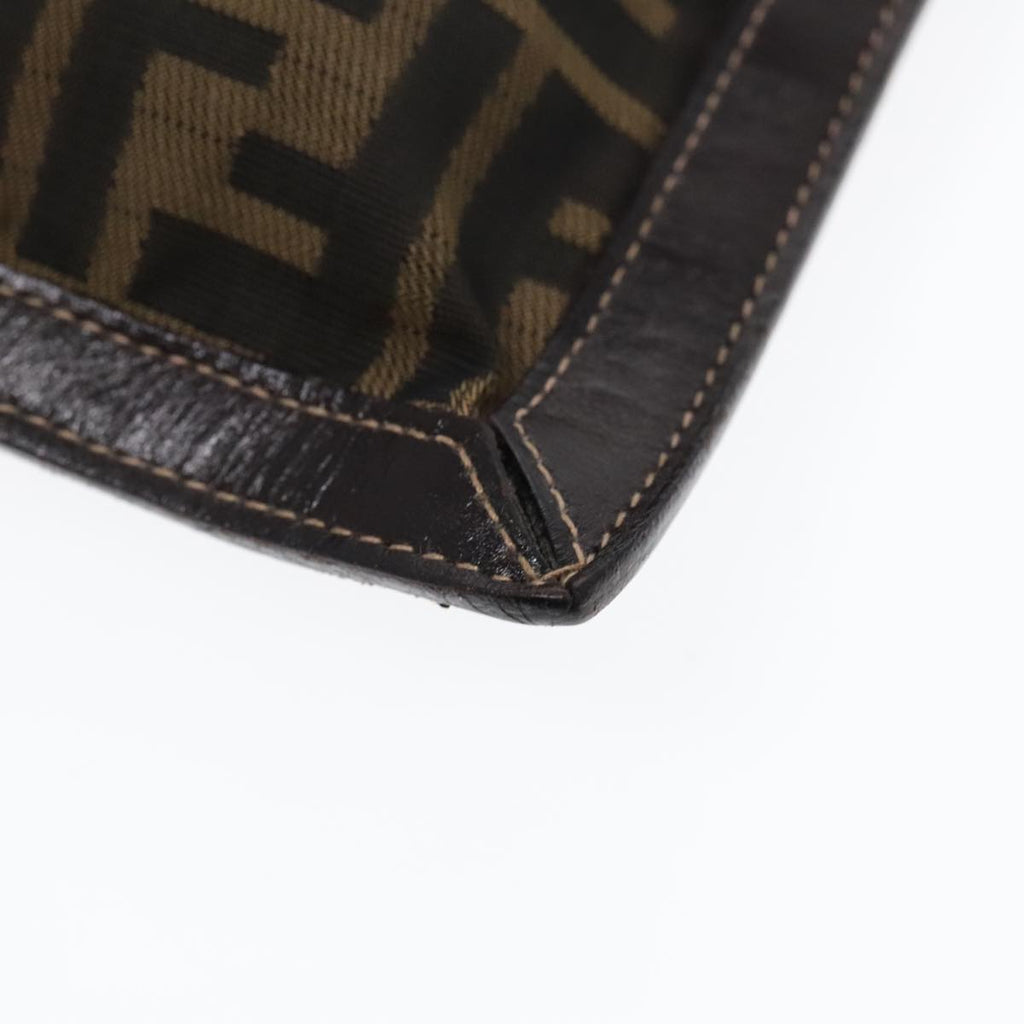 FENDI Zucca Canvas Clutch Bag Brown Black gold fm3891